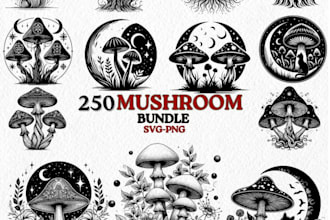 make hand drawn mushroom logo design