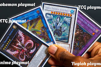 design anime tcg playmat, yugioh, mtg, pokemon deskmat layout for gamers