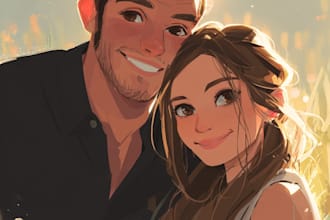 couple portrait wedding portrait illustration