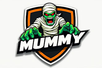 design realistic mummy mascot logo with express delivery