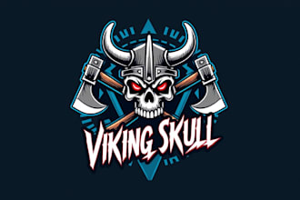 design realistic viking skull mascot logo in my style