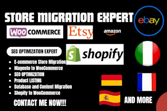 migrate prestashop to woocommerce, bigcommerce to shopify wordpress migration