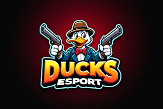 create beautiful duck hunter mascot logo with unlimited revision
