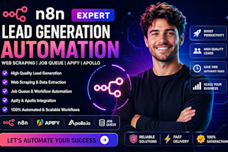 n8n lead generation automation, web scrape job queue make com zapier integration