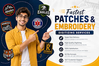 do fastest patches and embroidery digitizing services