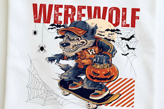 create high quality halloween t shirt werewolf logo