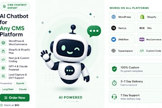 build an ai chatbot for wordpress shopify or any cms website
