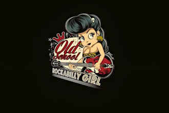 design high quality vintage music rock roll guitar logo