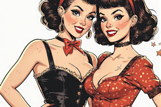 pin up girl and pin up girl illustration