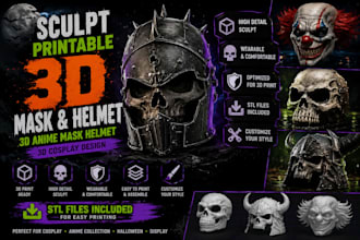 sculpt printable 3d mask 3d helmet 3d anime mask helmet 3d cosplay design