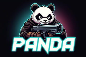 design high quality panda gunner mascot logo with express delivery