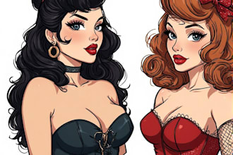 pin up girl and pin up girl illustration