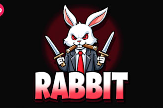 design super warrior rabbit mascot logo in 12 hours