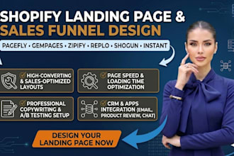 design shopify landing page with pagefly gempages zipify replo shogun instant