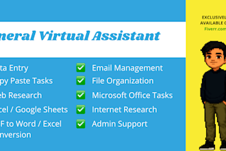 be your reliable virtual assistant for data entry, adminsupport and web research