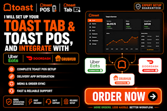 setup your toast tab, toast pos and integrate ubereats, doordash, grubhub