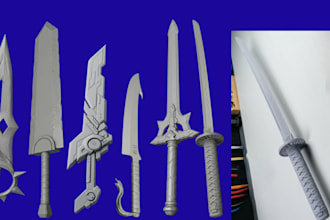 create high quality 3d cosplay weapon sword, stl file for 3d printing