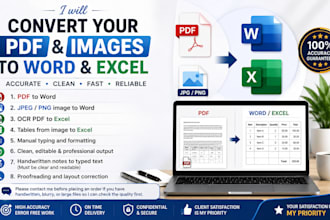 convert ocr, PDF, jpeg, and scan doc to word or excel