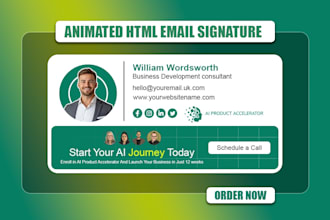 make clickable HTML static and animated email signature
