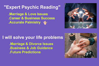 provide expert psychic reading on marriage, career, and love issues