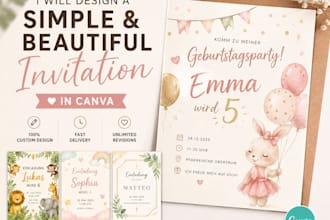 design a simple kids birthday invitation in canva