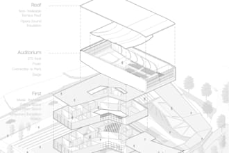 axonometric architectural diagrams and illustrations