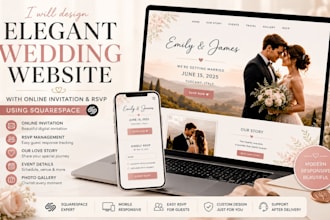design elegant wedding website with online invitation, rsvp using squarespace