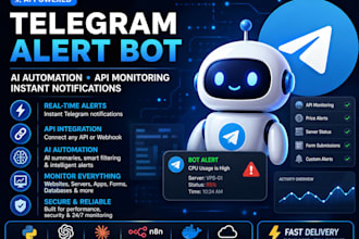 build telegram alert bot with ai automation,API monitoring, instant notification