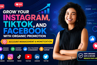 grow instagram, tiktok and facebook followers with organic promotion