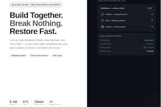 create a glide team setup with multiplayer, backups sso
