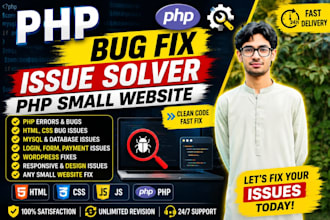 fix PHP bugs, errors and create simple PHP websites