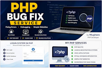 fix PHP bugs, errors and create simple PHP websites