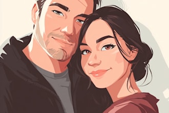 couple portrait wedding portrait illustration