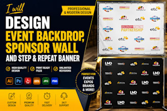 design event backdrop, sponsor wall and step and repeat banner profession