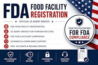 register your fda food facility and provide official US agent service