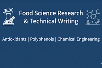 provide food science research, chemistry tutoring and technical writing