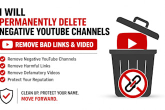 delete negative youtube channels and permanently remove bad links and video