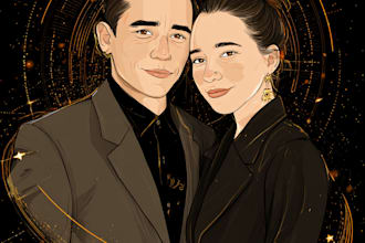 draw cute couple portraits