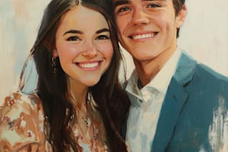 couple portrait wedding portrait illustration