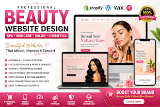 design cosmetic beauty skincare spa shopify store wix squarespace salon website