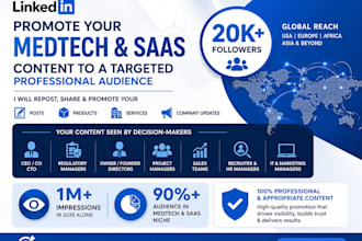 post and promote your medtech or saas content to my  20k linkedin audience