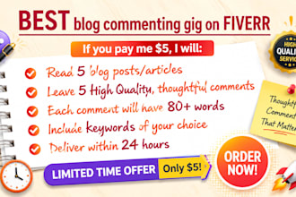 write 5 insightful 80 words blog comments or website comments