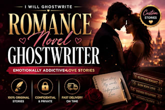 ghostwrite romance novels, love stories, and romantic fiction ebooks