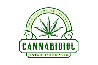 unique cannabis natural hemp cbd oil and medical logo