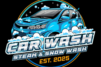 do modern car wash, rental and auto detailing logo