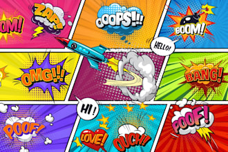 design comic text, comic logo, words, pop art, and slogan