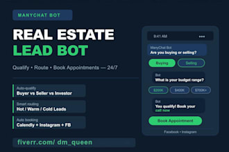 build a manychat real estate lead qualification and appointment booking bot