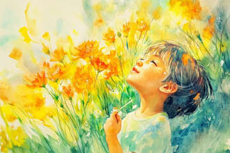 draw colorful children book art with playful cartoon style