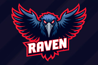 design outstanding raven bird mascot logo in 12 hours