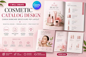 create cosmetic catalog design canva skincare brochure pdf layout